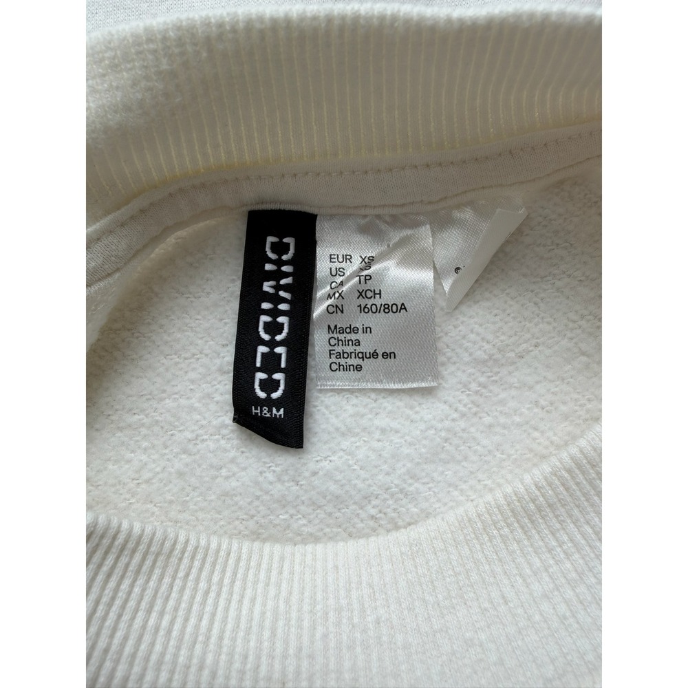 H&M Divided Nirvana Smiley Face Graphic Sweatshirt White Pink XS - Picture 3 of 5